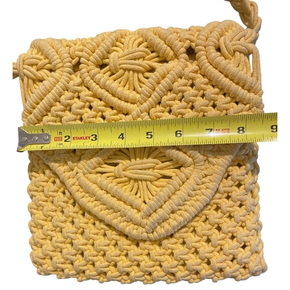 Tommy Bahama Macrame Crossbody Purse Yellow BOHO Bohemian Beach Bag Woven Purse - Picture 10 of 10